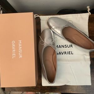 Mansur Gavriel Dream Ballet Flats in Silver Size 38.5